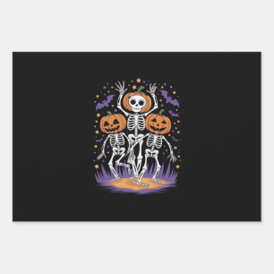 Feuille De Papier Cadeau Dancing Skeleton Halloween Citrouille