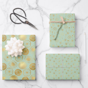 Feuille De Papier Cadeau Dandelion d'or moderne