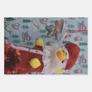 Feuille De Papier Cadeau Danny Duck Père Noël. Arbre