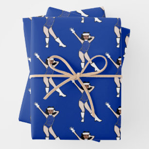 Feuille De Papier Cadeau Danseur Bleu d'Hiver