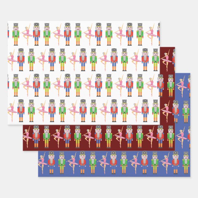 Feuille De Papier Cadeau Danseur de ballet noisette de Noël (Lot)