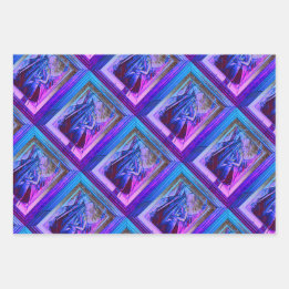 Feuille De Papier Cadeau Danseuse de ventre Art déco cubiste en violet et b