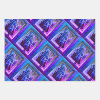Feuille De Papier Cadeau Danseuse de ventre Art déco cubiste en violet et b