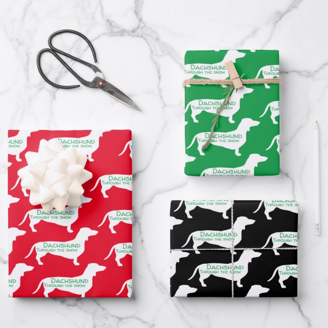 Feuille De Papier Cadeau Dashshund amusant (Recto)