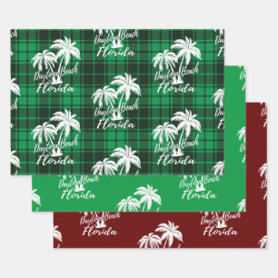Feuille De Papier Cadeau Daytona Beach Floride Green Plaid Green Red