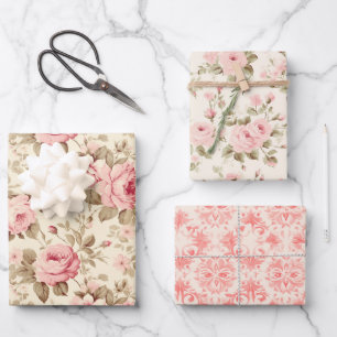 Feuille De Papier Cadeau De jolies roses roses