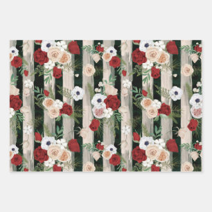 Feuille De Papier Cadeau Décoration Rose de Noël, Motif cadeau Yuletide