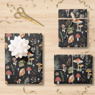 Feuille De Papier Cadeau Découpage à motif botanique de champignons à l'aqu