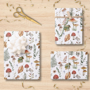 Feuille De Papier Cadeau Découpage à motif botanique de champignons à l'aqu