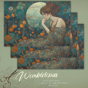 Feuille De Papier Cadeau Découpage Art nouveau inspirée de la lune Klimt