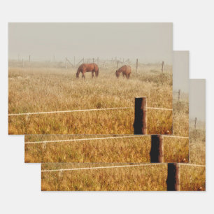 Feuille De Papier Cadeau Découpage Brown rustique pour les chevaux