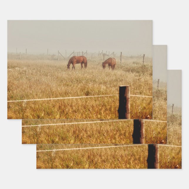 Feuille De Papier Cadeau Découpage Brown rustique pour les chevaux (Lot)