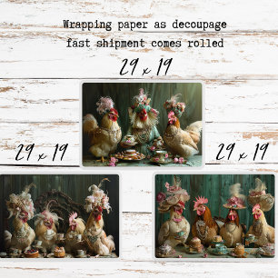 Feuille De Papier Cadeau Découpage de la fête du thé de poulet du sud de Fr