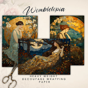 Feuille De Papier Cadeau Découpage de mosaïque florale enchantée