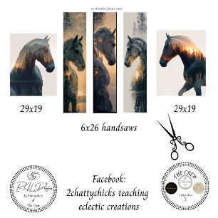 Feuille De Papier Cadeau Découpage Double Exposition Chevaux Scies à main