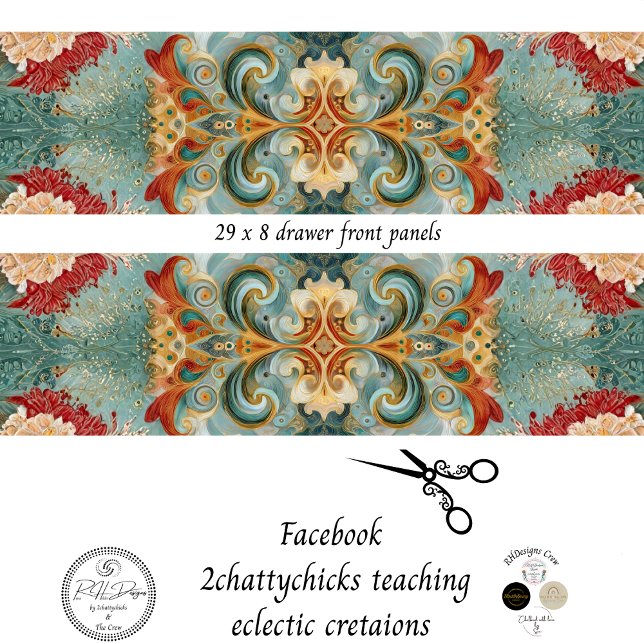 Feuille De Papier Cadeau Decoupage Drawer Front 29x8 Mixed Media  (Créateur téléchargé)