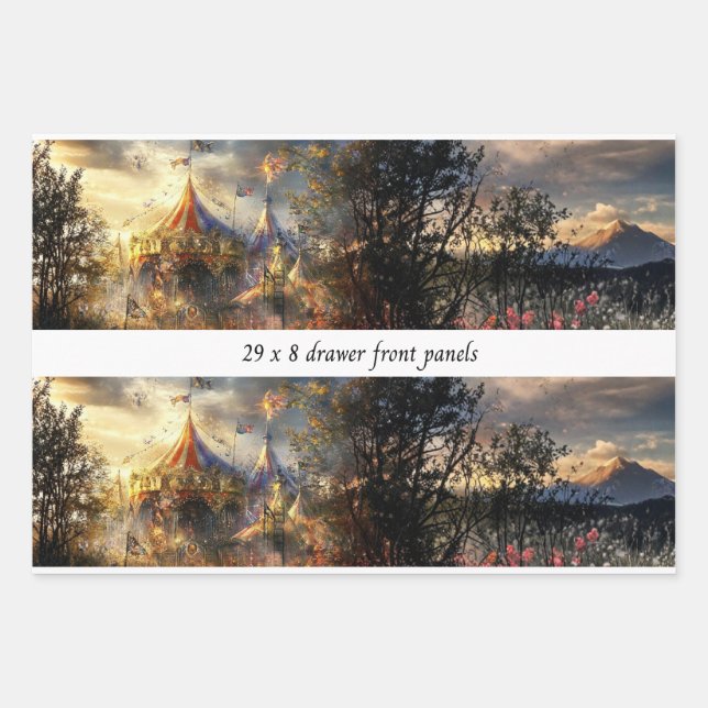 Feuille De Papier Cadeau Decoupage Drawer Front Big Top Carnival Panel  (Devant)