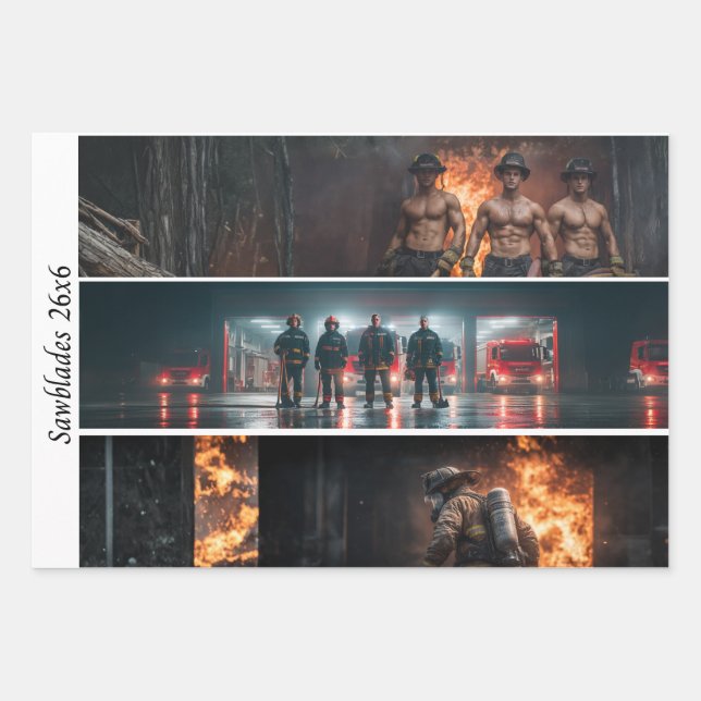 Feuille De Papier Cadeau Decoupage Firefighter Tribute Handsaws  (Devant)