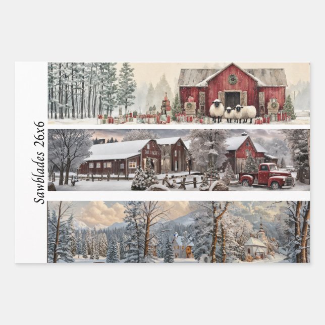 Feuille De Papier Cadeau Decoupage Handsaw Designs Rooster Donkey Truck  (Devant 3)