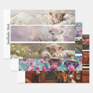 Feuille De Papier Cadeau Decoupage Highland Veau Florals Dessins de scie à