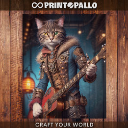 Feuille De Papier Cadeau Découpage - Un chat steampunk & guitare