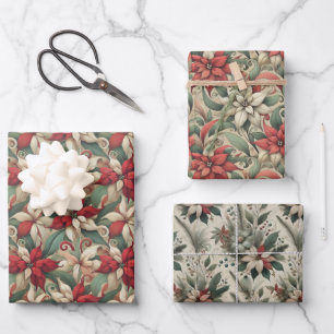 Feuille De Papier Cadeau Découpage unique de Poinsettia Vacances Abstraites
