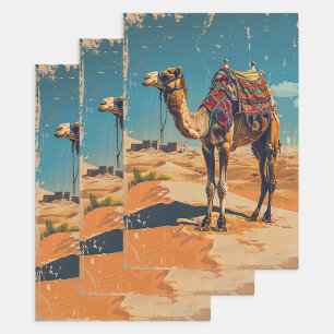 Feuille De Papier Cadeau Découpage vintage Camel Retro Désert