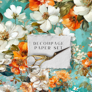 Feuille De Papier Cadeau Découpage vintage de fleurs végétales