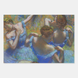 Feuille De Papier Cadeau Degas Danseuses Bleues Pastel Chef-d'œuvre d'Art
