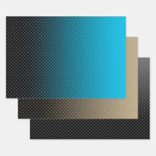 Feuille De Papier Cadeau dégradé bleu avec petits pois
