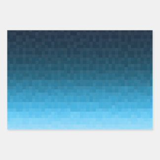 Feuille De Papier Cadeau dégradé bleu ciel| carrés de pixels|