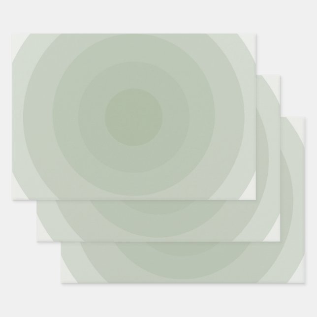 Feuille De Papier Cadeau Dégradé circulaire minimaliste vert Sage (Lot)