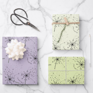 Feuille De Papier Cadeau Délicat Fleur sauvage Vert Dandelion Baisers Flora