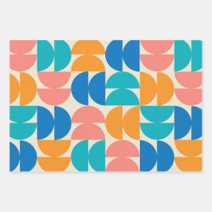 Feuille De Papier Cadeau Demi-cercles de milieu de siècle en orange sarcell