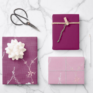Feuille De Papier Cadeau Dentelle florale rose