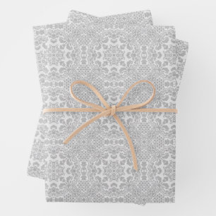 Feuille De Papier Cadeau Dentelle grise