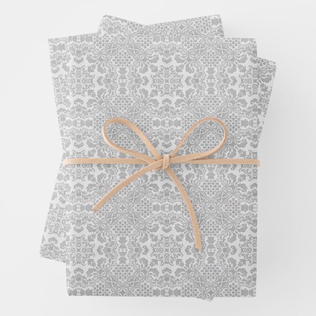 Feuille De Papier Cadeau Dentelle grise (En situation)