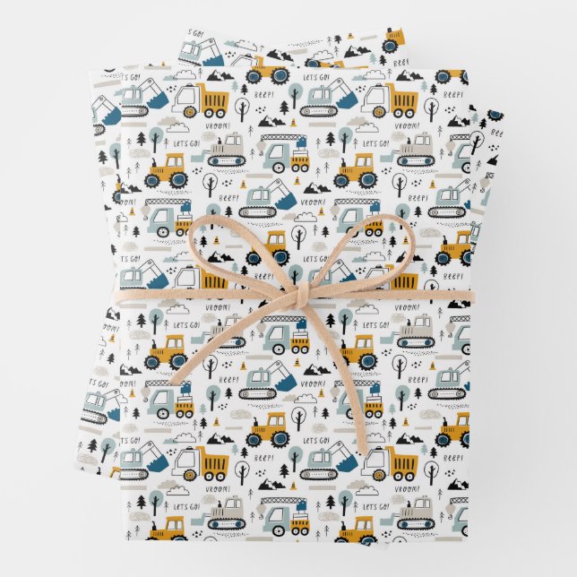 Feuille De Papier Cadeau Déplaçons le Motif de véhicule (En situation)