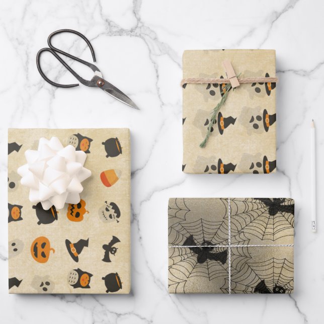 Feuille De Papier Cadeau Déplaisant Cute Halloween Thème Motif (Recto)