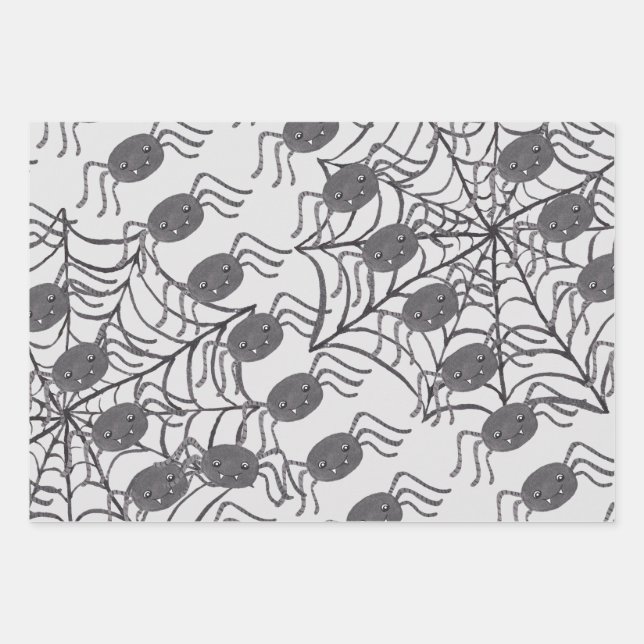 Feuille De Papier Cadeau Déplaisant Halloween chauves-souris Citrouilles fa (Devant 3)