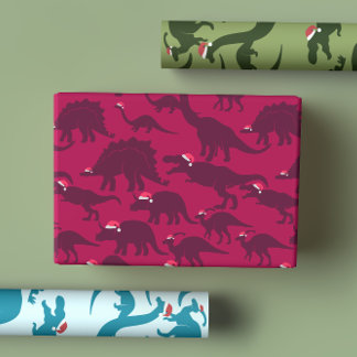 Feuille De Papier Cadeau Des Dinosaures Festifs Colorés Et Lumineux Dans Le