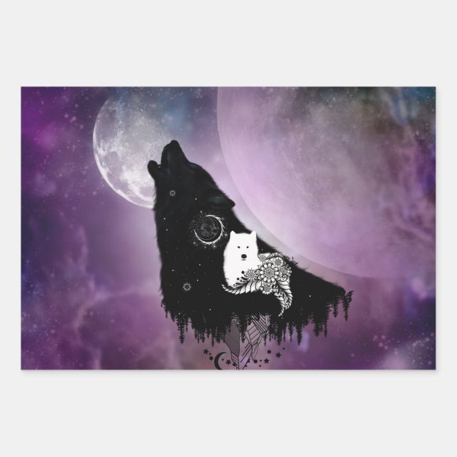 Feuille De Papier Cadeau Des loups géniaux (Devant)