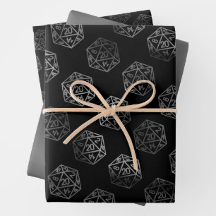 Feuille De Papier Cadeau Dés RPG Rétro Jeu de Société Fantastique École A
