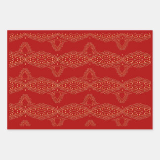 Feuille De Papier Cadeau Desi Wedding Style Deep Red Design