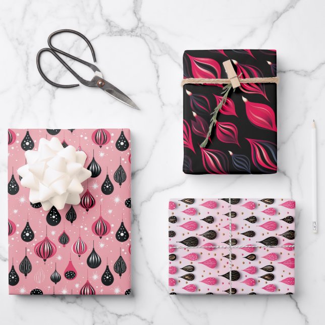 Feuille De Papier Cadeau Design Contemporain Hot Rose Bold (Recto)