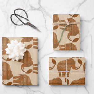 Feuille De Papier Cadeau Design d'art tribal des éléphants