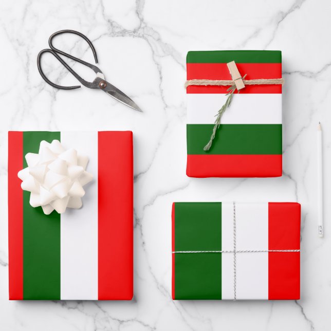 Feuille De Papier Cadeau Design de bandes de drapeau italien (Recto)