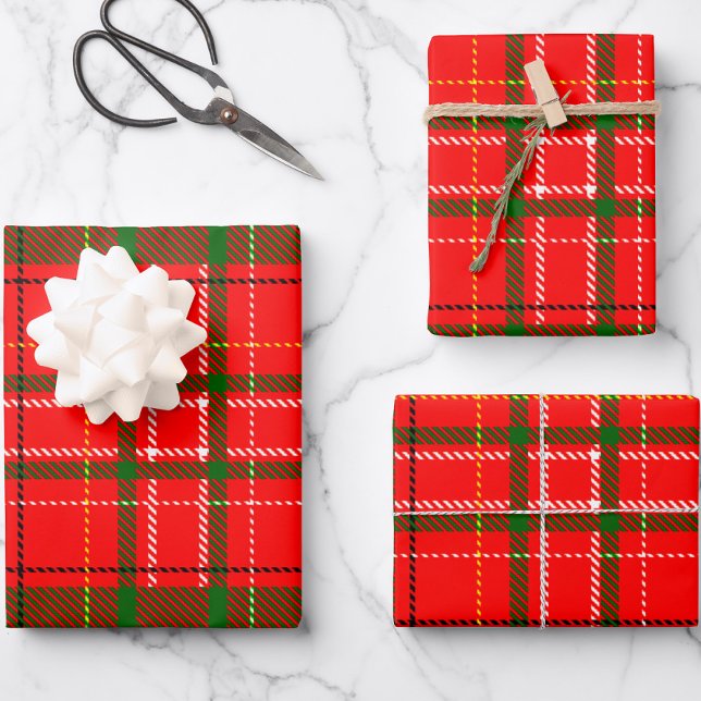 Feuille De Papier Cadeau Design de Motif de Noël Tartan rouge (Créateur téléchargé)