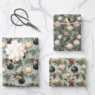Feuille De Papier Cadeau Design élégant de Noël Vintage
