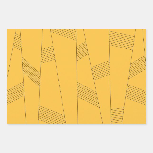 Feuille De Papier Cadeau Design graphique abstrait simple, jaune, moderne (Devant)